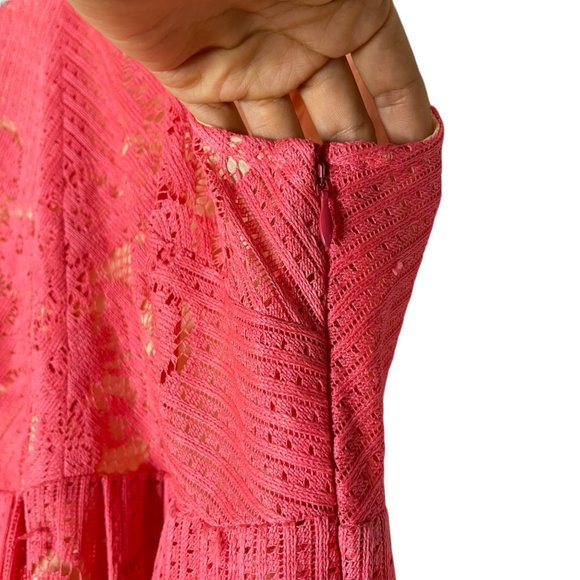 Free People|Womens|Fit & Flare Mini Dress|Size 2|Coral|Full Lace| Lined - Picture 7 of 15